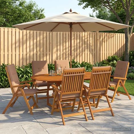 vidaXL Conjunto de comedor de jardín de 7 piezas Natural (1/5)
