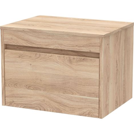 Swainsley Contemporary Wall Hung 1 Drawer Vanity Unit with Laminate Worktop, 600mm, Bleached Oak