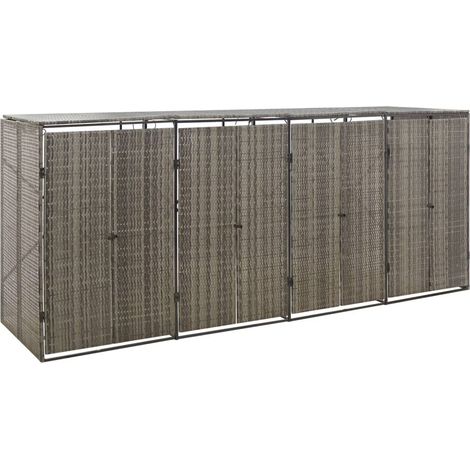Mülltonnenbox für 4 Tonnen Grau 274x80x117 cm Poly Rattan