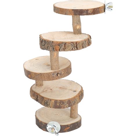 Échelle en bois à 5 niveaux pour hamster, perroquet, perchoir et cage (1/5)
