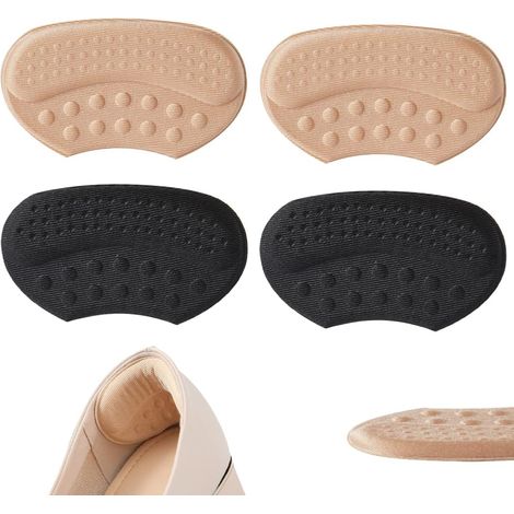 Set di 4 cuscinetti imbottiti e spessi per il tallone, protezioni antiscivolo per il tallone, per scarpe di taglia grande, nero + beige (1/5)