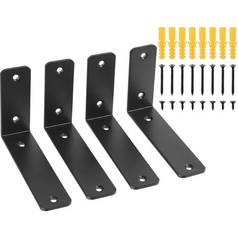 4 Pcs Black Shelf Brackets Heavy Duty   6x4x1 5 Inch Wall Brackets for Shelves, Floating Shelf Bracket for Home, Garage, Office (1/5)