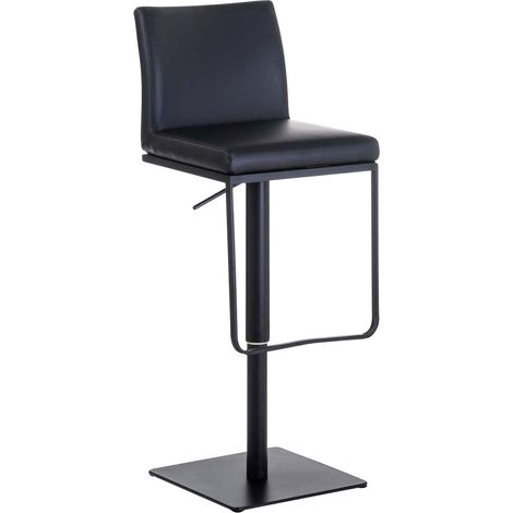 Tabouret de bar x1 avec repose-pieds plaque de base carrée en métal noir assise en PVC noir 100005299
