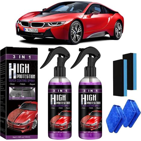 Revêtement de polissage pour voiture - High Protection 3 en 1 Voiture Spray Nano Anti Rayures, Revêtement en Céramique Voiture Haute Brillance, Protection Longue Durée Crystal Coating (2 pièces) (1/5)