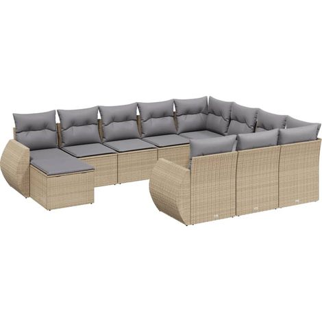 Maison Exclusive - Set de sofás de jardín 11pzas con cojines ratá (1/3)