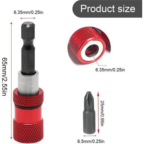 Set di 3 punte magnetiche per avvitatore con fermo di profondità regolabile, punte per avvitatore a percussione esagonale da 1/4" per cartongesso con punte PH2 (1/3)