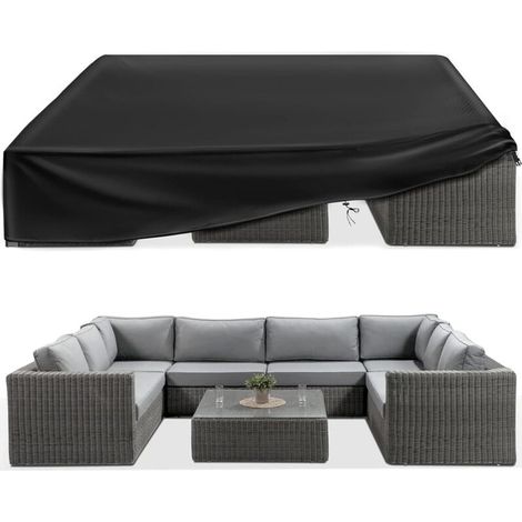 Ensemble de housses pour mobilier de jardin - housse imperméable pour table/chaises - grande protection extérieure - 150×71×90cm - (1/3)