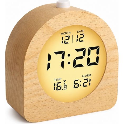 Réveil numérique LCD avec date, température, fonction snooze, rétroéclairage, fonctionne sur piles (1/5)