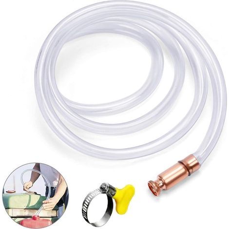 Pompe Siphon Auto-Amorçante, 1.8m Tuyau Siphon pour Transfert Eau Essence Diesel Gaz Carburant Diesel