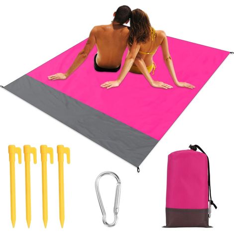 Tapis de plage imperméable, couverture de plage anti-sable 200 cm x 210 cm, serviette de plage idéale pour la plage, le camping, les pique-niques, le parc, les voyages et autres activités de plein air (1/5)