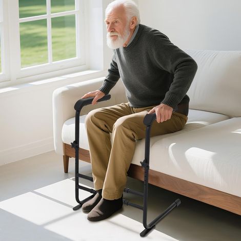 Canapé/lit/toilettes, aide au levage, antidérapante, pour personnes âgées, avec large poignée, hauteur et largeur, aide au soutien pour patients et handicapés, jusqu'à 204 kg (noir) (1/5)