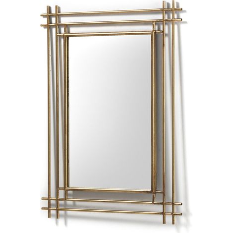 Miroir mural doré en métal au style raffiné pour intérieur - doré finition vieillie élégante