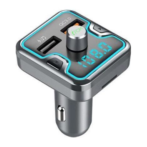 Transmetteur FM Bluetooth - - Lampe d’Anneau 7 Couleurs - Chargeur QC 3.0 - 3 Ports USB - Mains Libres (1/4)