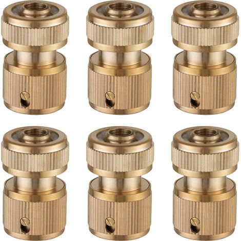 Raccord Rapide - Laiton - 1/2 Pouces - Pour Tuyau D'arrosage - 6 Pièces (1/5)