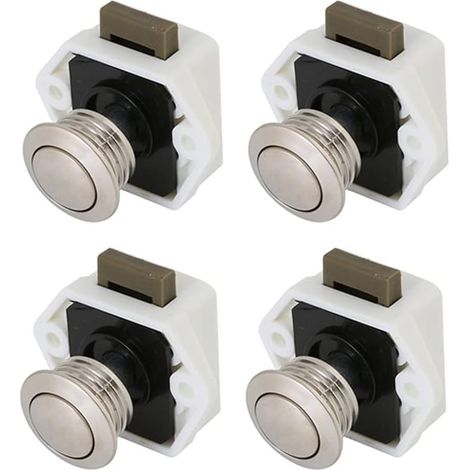 Serrure à bouton-poussoir, mini-poignée en zinc, lot de 4, pour portes, meubles, yachts et remorques. Serrures sans clé en alliage, loquet blanc.