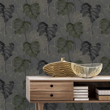 Papier peint intissé Paradiso Feuillage 1005 x 52cm Gris