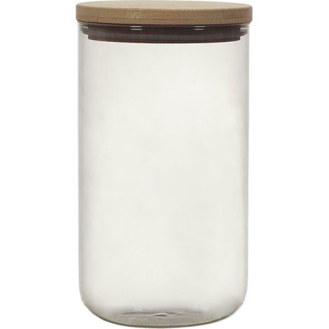 Recipiente de vidrio con tapa de 1 litro, color gris. (1/3)