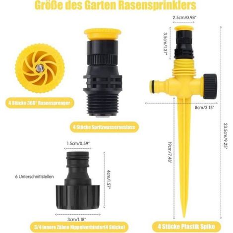 Arroseur Automatique - 360 Degres - Systeme Brumisation - Pour Jardin Extérieur - Lot De 4 (1/4)