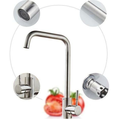 GroupM KC902 brossé robinet en acier inoxydable robinet bassin robinet en acier inoxydable évier de cuisine (1/5)