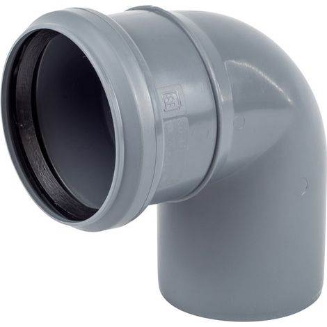 Codo sanitario PP-HT 110/90, para desagüe interno, color ceniza, En (1/4)