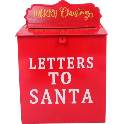 Boîte aux lettres du Père Noël, décoration murale rouge, boîte aux lettres décorative en fer pour écrire Père Noël, vintage pour décoration de (1/5)