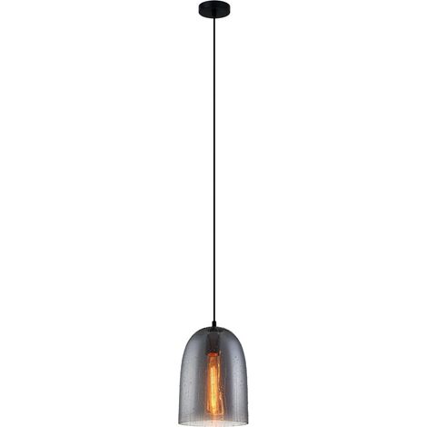 Lampada a sospensione Italux Tabby nera vetro E27 Ø17,5cm (1/3)