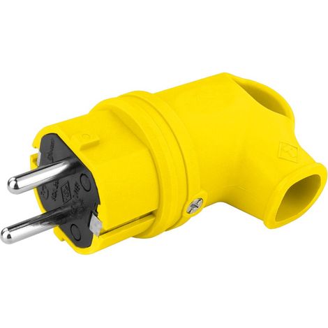 Spina angolata in gomma 16A 230V gialla Schuko monofase (1/3)