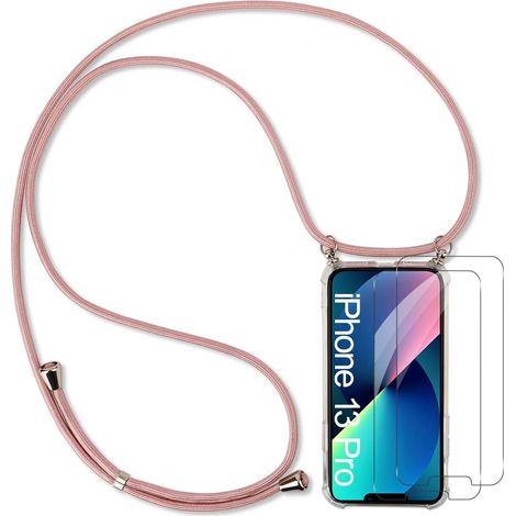 CUSTODIA IN SILICONE CON CATENA PER APPLE IPHONE 13 PRO ROSA A2483 A2636 (1/5)