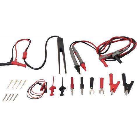 Juego de cables de medicion de prueba para multimetro,adaptadores,sondas de prueba,varios accesorios (1/2)