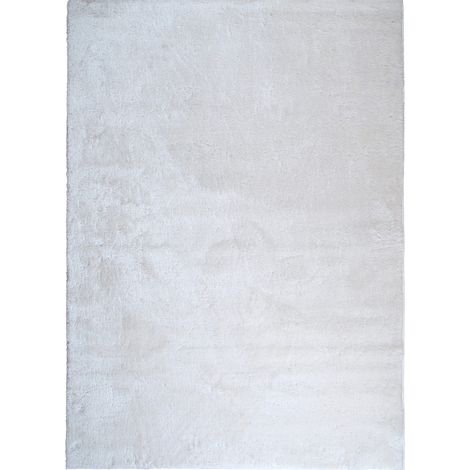 Tapis shaggy doux uni blanc 160x220 cm – Polyester certifié OEKO-TEX® – Texture feutrée pour salon et chambre – Thedecofactory (1/5)