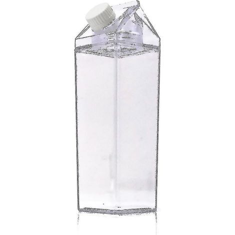 Bouteille d'eau en brique de lait, boîte transparente portable en plastique sans BPA (1 pièce, transparente) (1/5)