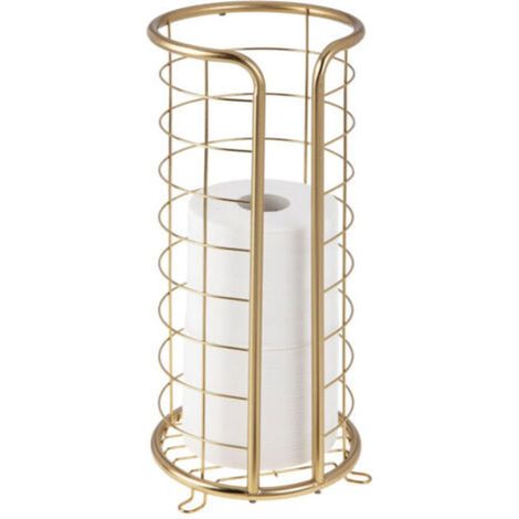 ALLIANDISPorte-papier toilette en métal, support autoportant pouvant contenir 3 rouleaux de papier toilette, de couleur laiton doux. (1/5)