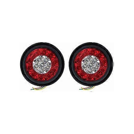 2 Stück 16 LED zweifarbige Rücklicht-Gummiringe für LKW, rund, rot-weiß