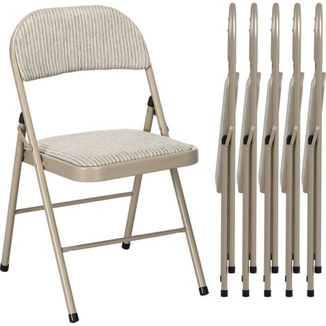 Lot de 6 chaises pliantes rembourrées en acier – Dossier haut et assise large – Cadre époxy résistant – Charge max 120 kg – MH