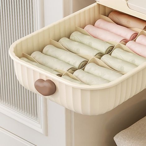 Boîte de rangement pour sous-vêtements 3 pièces (soutien-gorge, culotte, chaussettes), organisateur de dressing, style tiroir, organisateur de sous-vêtements compartimenté, blanc, ensemble 3 pièces (1/5)