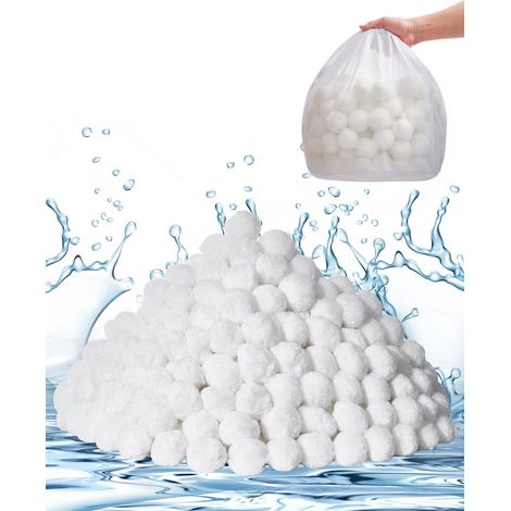 VEVOR Palline Filtranti per Piscina per Filtro a Sabbia, 2,09 kg, Materiale Filtrante in Fibra di Poliestere Bianco Riutilizzabile con Sacchetto Lavaggio, per Piscina Acquario Vasca Piscina Terra (1/5)