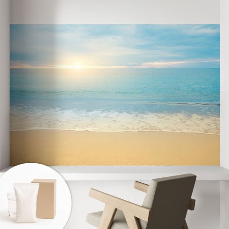 Papier peint intissé mural avec imprimé motifs décoratifs - style contemporain - Colle incluse gratuite Lever du soleil 104x70 cm (1/5)