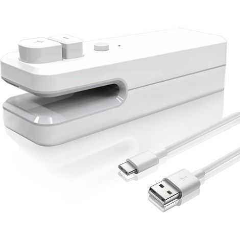 mini Scelleur Sous Vide Portable Et Cutter (blanc), Scelleur Thermique Rechargeable 2 En 1 Pour Les Sacs De Conservation Des Aliments, Les Snacks, (1/5)