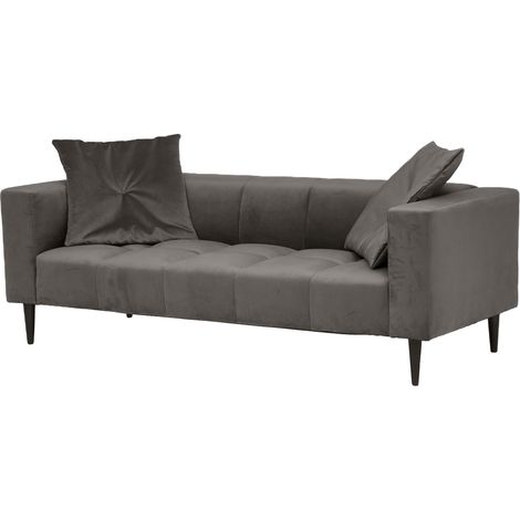 Divano indra a 3 posti in velluto grigio - Atmosphera créateur d'intérieur (1/4)