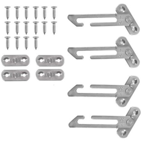 BUNTHAUS Lot de 2 paires de verrous entrebâilleurs de fenêtre en acier inoxydable UPVC 304 avec verrou de sécurité enfant avec vis (argent, 2 paires)