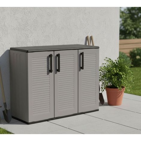 Armadio da Esterno - 2 Ripiani Apertura Battente, Grigio, -, 102x37x84h cm Chengdu