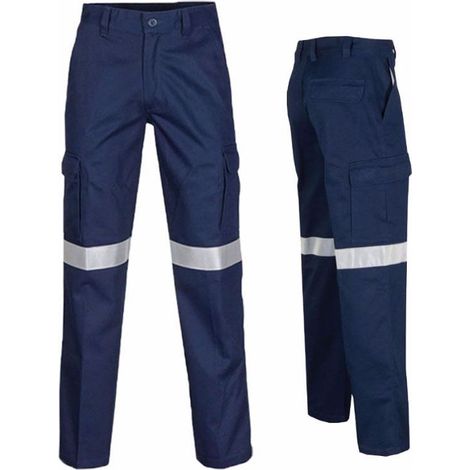 Pantalon de travail de sécurité réfléchissant haute visibilité, bleu marine avec un seul miroir réfléchissant, taille 3XL (1/3)