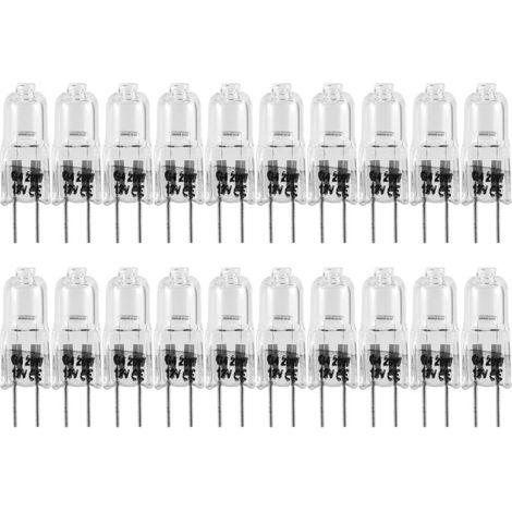20 ampoules halogènes G4 20W 12V transparentes à double aiguille (conviennent pour l'éclairage de cuisine, les composants de feux de circulation) (1/5)