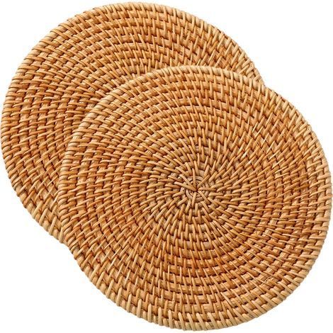 set de table rond en rotin-Ce dessous de plat résistant à la chaleur convient à une utilisation sur 2ensemble de pièces (1/5)