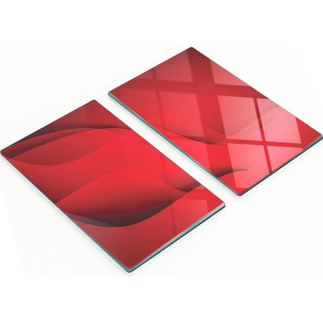Tablas de cortar de cristal para cocina con estampado de olas rojas, 2 x 30 x 52 cm.
