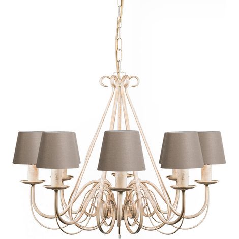 Kronleuchter 60 cm mit Lampenschirmen in taupe - Giuseppe 8