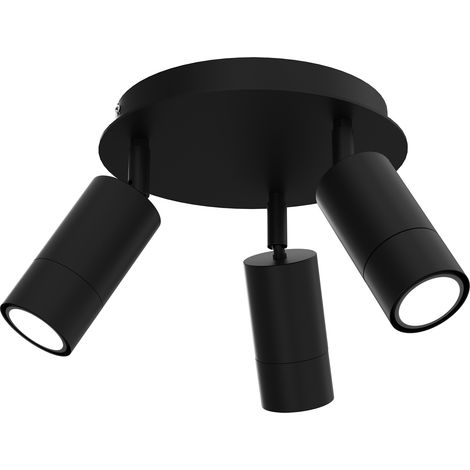 Plafonnier rond noir mat 3 spots GU10 8W Link Luminex