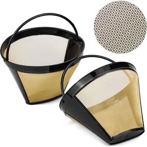 Lot de 2 filtres permanents à café 8-12 tasses en acier inoxydable - Filtre à café lavable - Réutilisable - Filtre à café permanent (1/5)
