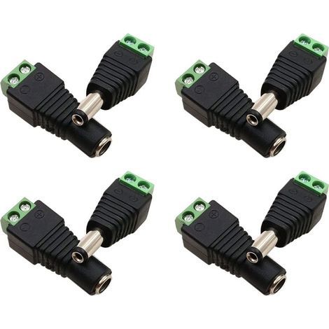 Confezione da 4 adattatori con connettore di alimentazione maschio e femmina da 5,5 mm e 2,1 mm, 12 V CC, connettore maschio/femmina CC, per telecamera CCTV, sistema di sicurezza, luce LED (1/4)