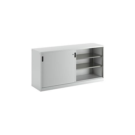 Armario de puertas correderas de chapa maciza  4 baldas  gris (1/5)